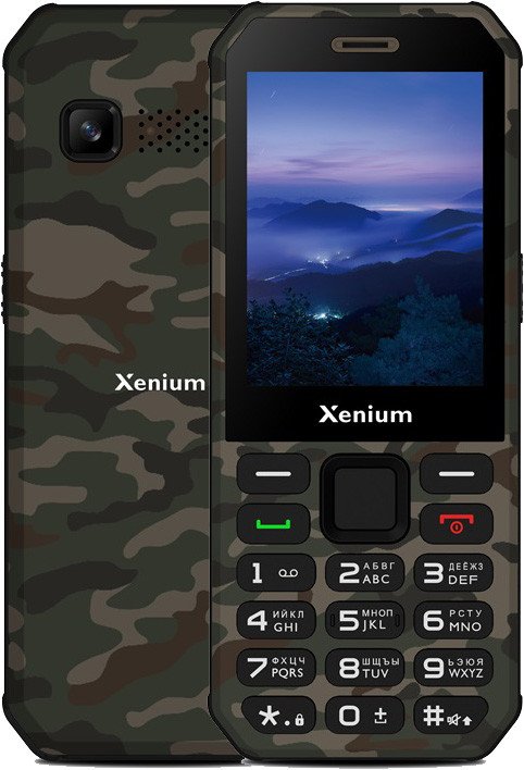 Кнопочный телефон Xenium X300 (зеленый камуфляж)