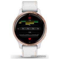 Умные часы Garmin Venu 2S (розовое золото/белый кожаный)