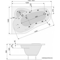 Ванна Poolspa Leda 150x100 R Titanium PHAE410STTC0000