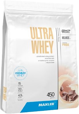 Протеин сывороточный (концентрат) Maxler Ultra Whey (шоколад, 450г)