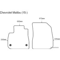 Комплект ковриков для авто Alicosta Chevrolet Malibu 15- (вод.+пер. пасс., ЭВА ромб, серый)