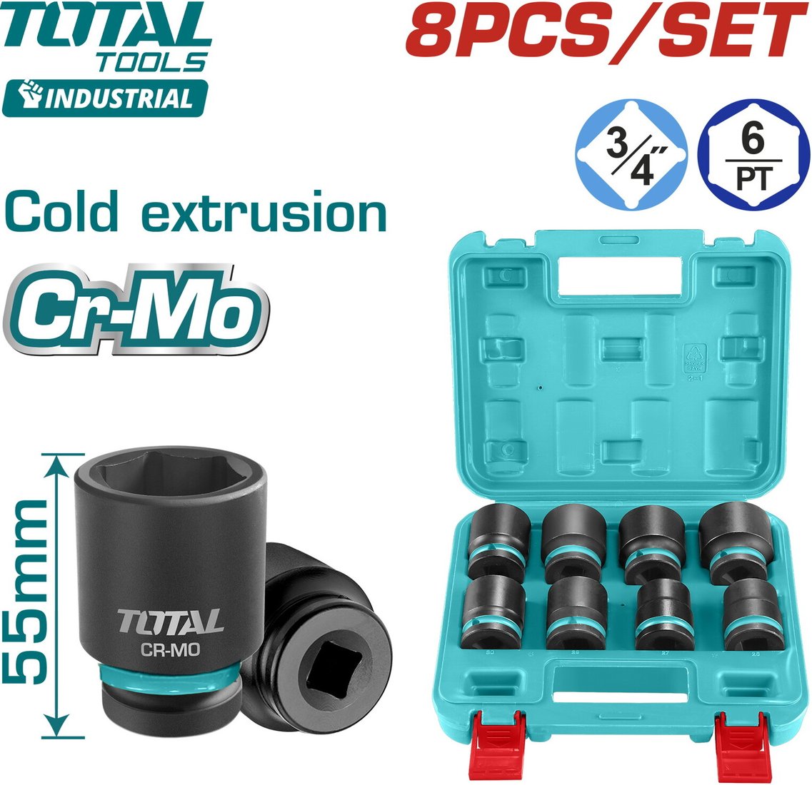 

Набор головок слесарных Total THKISD34081