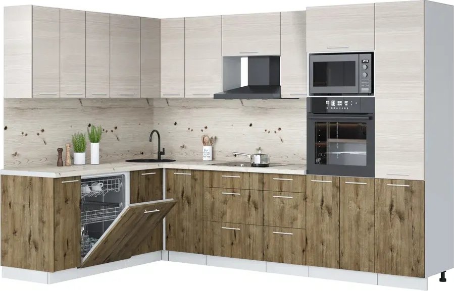 

Готовая кухня Интерлиния Мила Лайт 1.896х2.98 (вудлайн кремовый/дуб веллингтон/бискайская сосна)