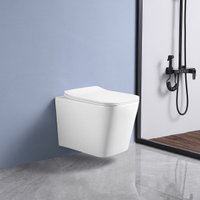 Унитаз подвесной Oliveeka YJ2303 + система смыва RIMLESS + панель смыва 021 (черный матовый)