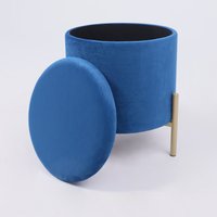 Пуфик AksHome Boot (синий велюр/золото)