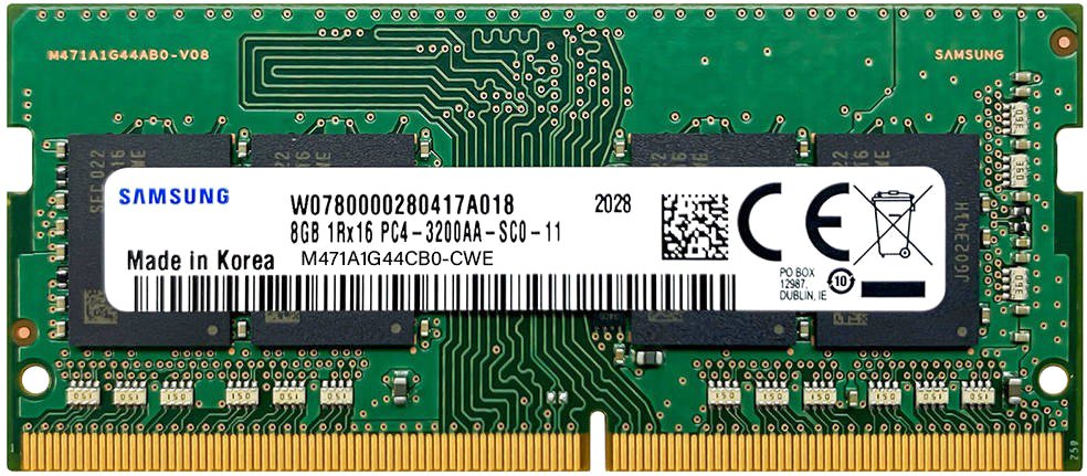 

Оперативная память Samsung 8ГБ DDR4 SODIMM 3200 МГц M471A1G44CB0-CWE