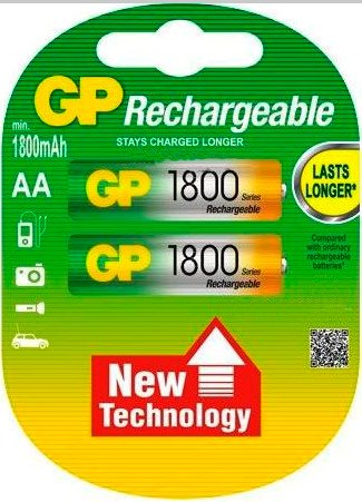 

Аккумулятор GP AA 1800mAh 2 шт. [180AAHC]