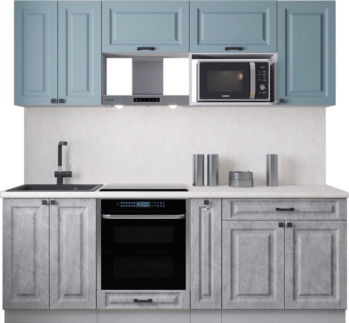 

Готовая кухня Интерлиния Мила Деко 2.2 (керамика/океан/опал светлый)