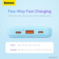 Внешний аккумулятор Baseus Airpow Fast Charge Power Bank 20W 10000mAh (голубой) + брендированный брелок Baseus