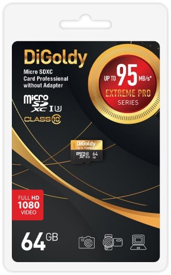 

Карта памяти DiGoldy Extreme Pro microSDXC 64GB DG128GCSDXC10UHS-1-ElU3 w
