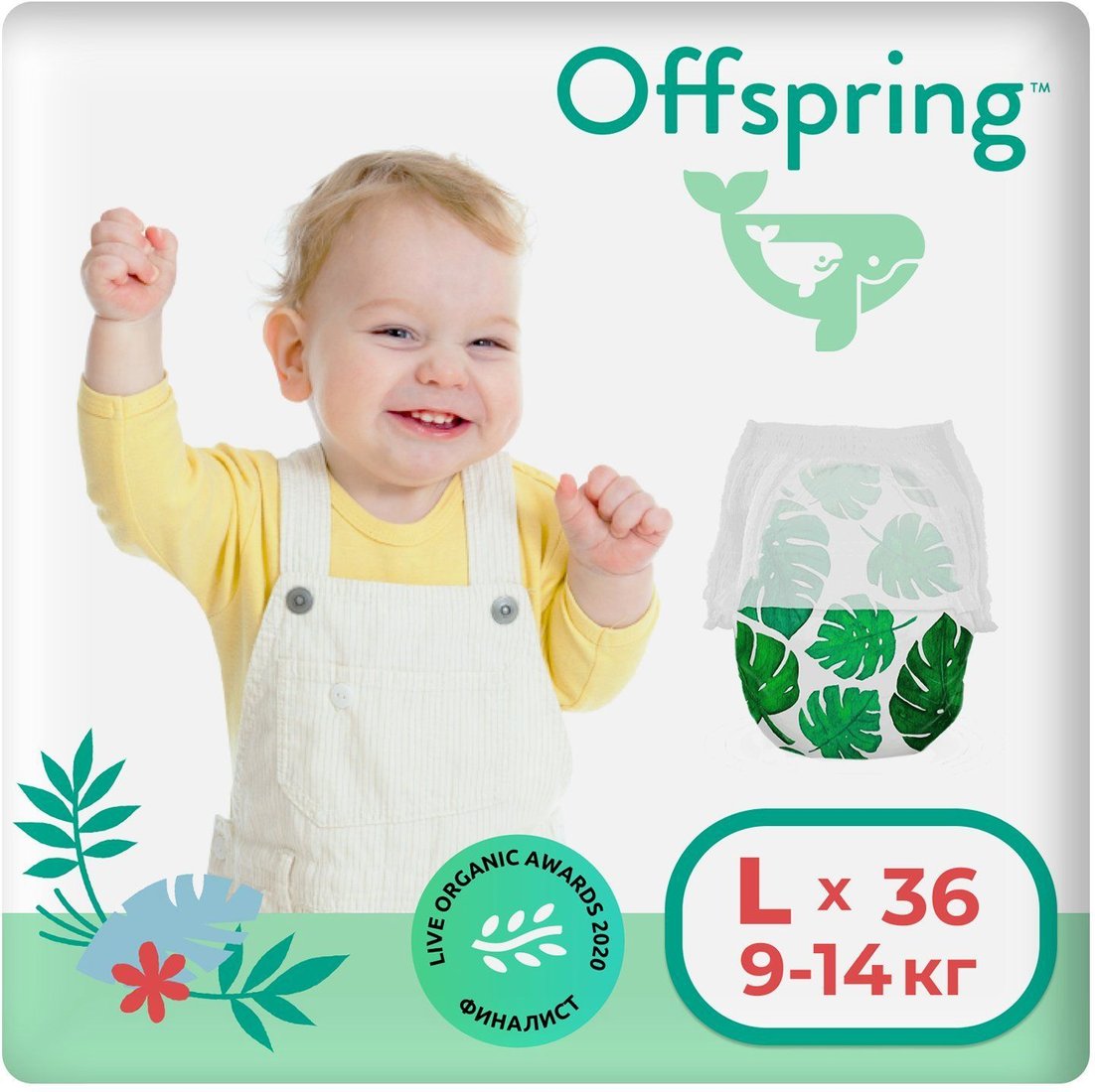 

Трусики-подгузники Offspring L 9-14кг Тропики (36 шт)