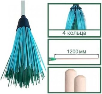 Метла ЧистоОпт для уборки улиц п/п круглая 4-кольцевая с черенком