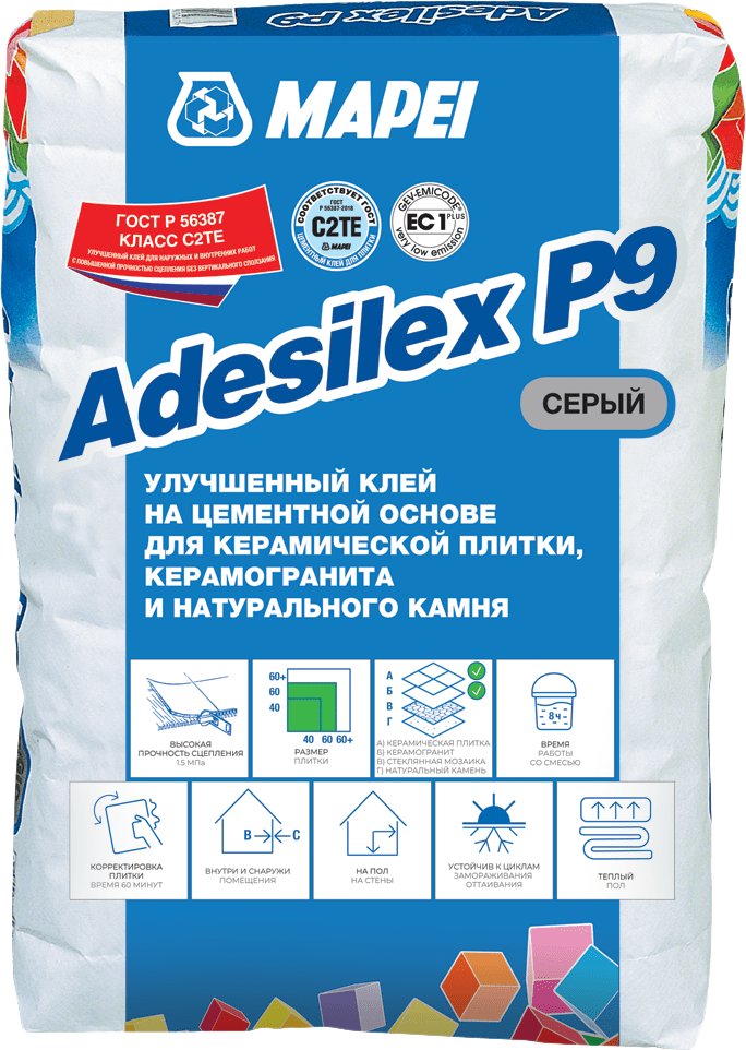 

Клей для плитки Mapei Adesilex P9 (25 кг, серый)