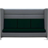 Диван Brioli Дирк трехместный (экокожа, L21-L15 (серый, зеленые вставки)