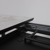 Кухонный стол Lepremo AV 1209 HPL+МДФ раздвижной 1200-1600x800 (виктори натуральный/черный)