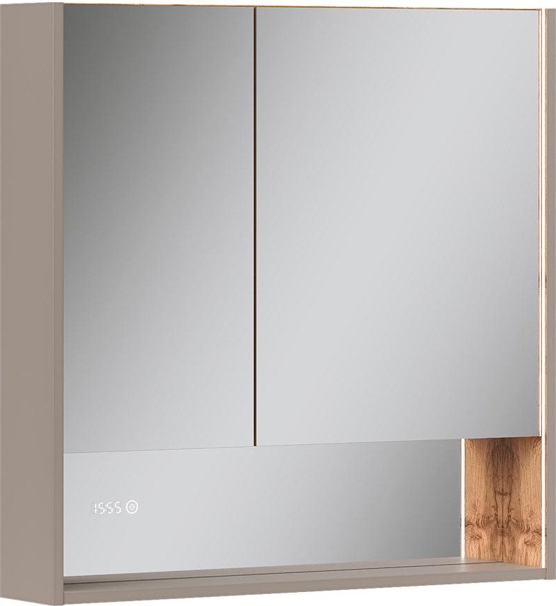 

EQUIL Шкаф с зеркалом для ванной Gleam 80.2D (амарок/дуб вотан)