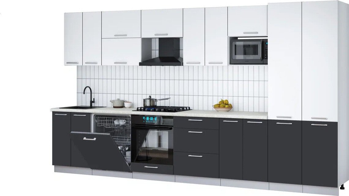 

Готовая кухня Интерлиния Мила Gloss 3.8-ПМ2 (пепел/белый/опал светлый)