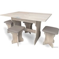 Обеденная группа Анмикс ЛДСП (дуб санома/кожзам капучино)