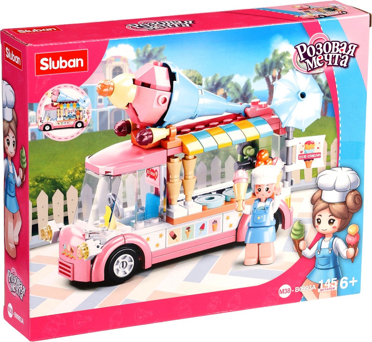 

Конструктор Sluban Розовая Мечта Фургончик с мороженым M38-B0993A 10890985