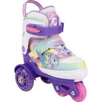 Роликовые коньки Cosmoride Fei + набор защиты (р-р 31-34, белый/фиолетовый)