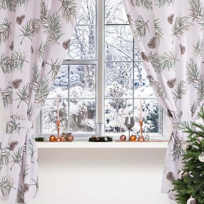 

Комплект штор Этель Christmas Tree 7072271 1.45x1.8 м (розовый, 2 шт)