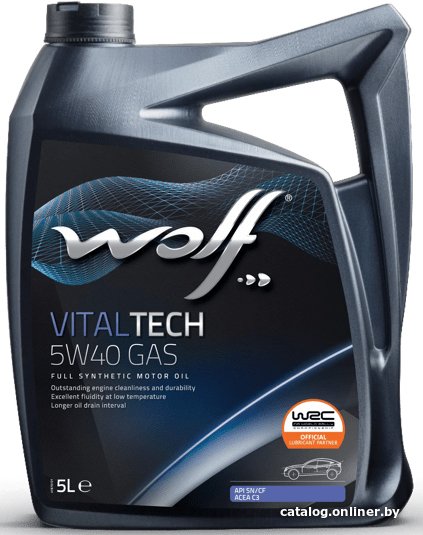 Моторное масло Wolf VitalTech 5W-40 GAS 5л