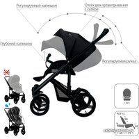 Универсальная коляска BEBETTO Magnum (3 в 1, 202, черная рама)