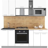 Готовая кухня Интерлиния Мила 2.0 ВТ (белый платинум/белый платинум/дуб бунратти)