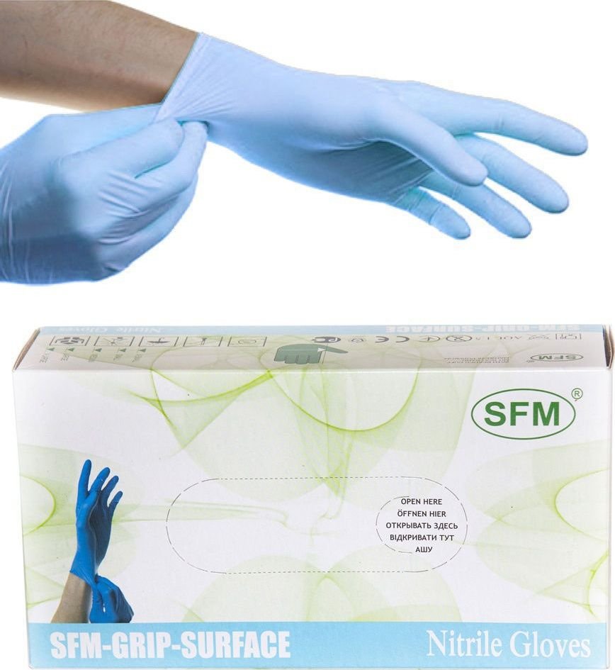 

Нитриловые перчатки SFM Grip-Surface мед. смотр. нестер. неопудр. текстур. (XL, 90 шт)