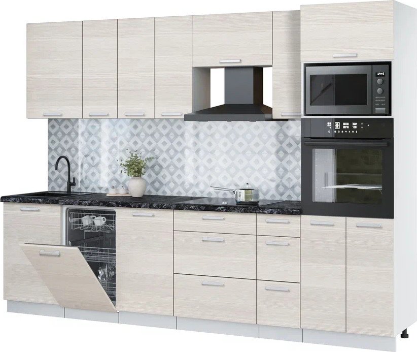 

Готовая кухня Интерлиния Мила Лайт 2.9-ПМ3 (вудлайн кремовый/вудлайн кремовый/кастилло темный)