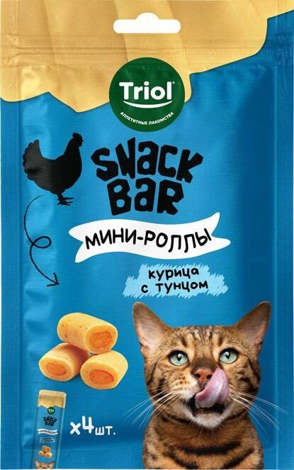 Лакомство для кошек Triol Snack Bar Мини-роллы с начинкой из курицы с тунцом (30 г)