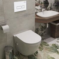 Унитаз подвесной Roxen Antares Bidet в комплекте с инсталляцией StounFix Dual Fresh 6 в 1 953833 (кнопка: белый глянец)