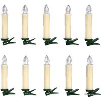 Новогодняя свеча Vegas Елочные свечи на клипсах с пультом (белый теплный) 10 шт