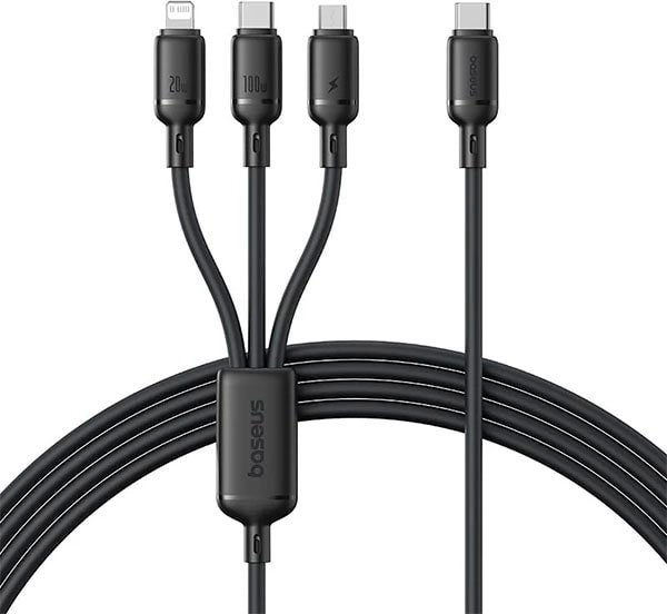 

Кабель Baseus Silky One-for-Three Fast Charging Cable USB Type-C - Lightning/USB Type-C/microUSB P10377706123-00 (1.5 м, черный)