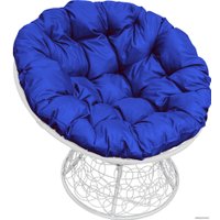 Кресло M-Group Папасан 12020110 (белый ротанг/синяя подушка)
