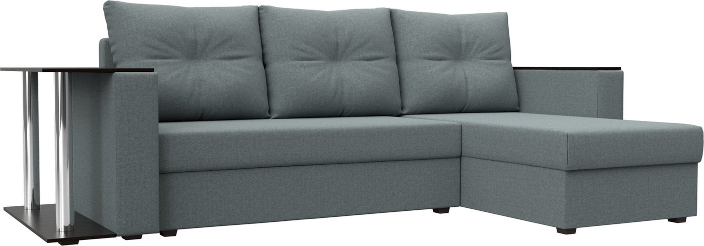 

Угловой диван Лига диванов Атланта со столом правый 121164 (рогожка амур серый)