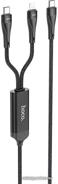 Кабель Hoco U102 USB Type-C - USB Type-C+Lightning (1.5 м, черный)