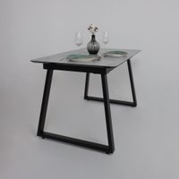 Кухонный стол Lepremo AV 1208 HPL+МДФ раздвижной 1200-1600x800 (мрамор марквина синий/черный)