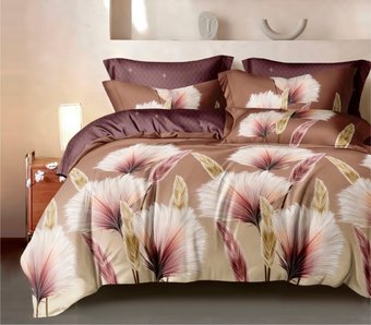 Евро комплект постельного белья Luxsonia Колоски Поплин Евро 70x70 Ви28-0351/220 (на резинке)