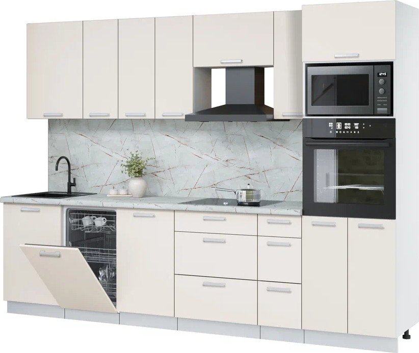 

Готовая кухня Интерлиния Мила Лайт 2.9-ПМ3 (персидский жемчуг/персидский жемчуг/серый каспий)