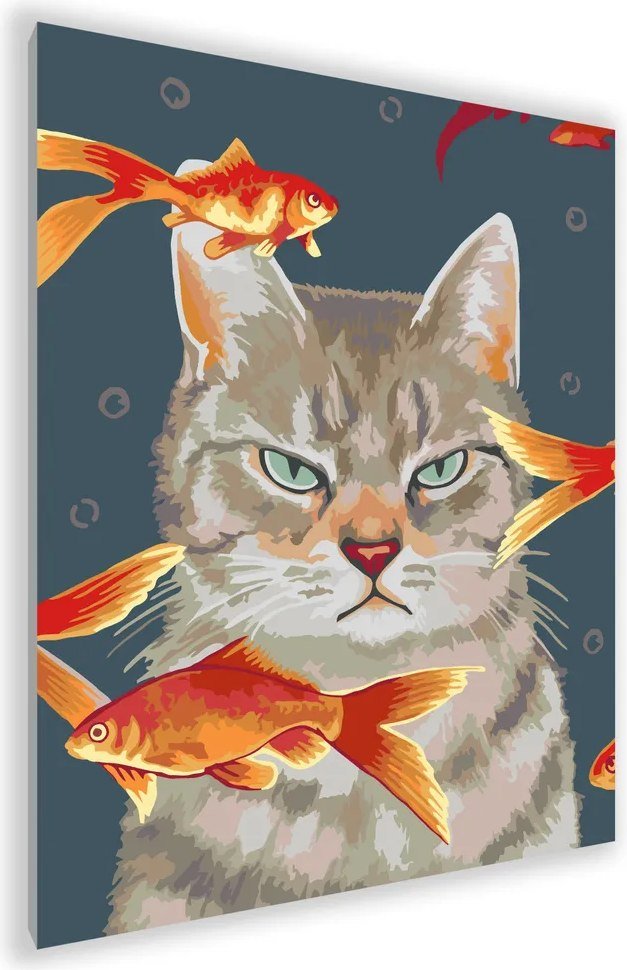 

Картина по номерам PaintLine Кот с золотыми рыбками PL-00134