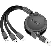 Кабель USBTOP USB Type-A - USB Type-C/Lightning/microUSB (1 м, черный, с боксом для скрутки)