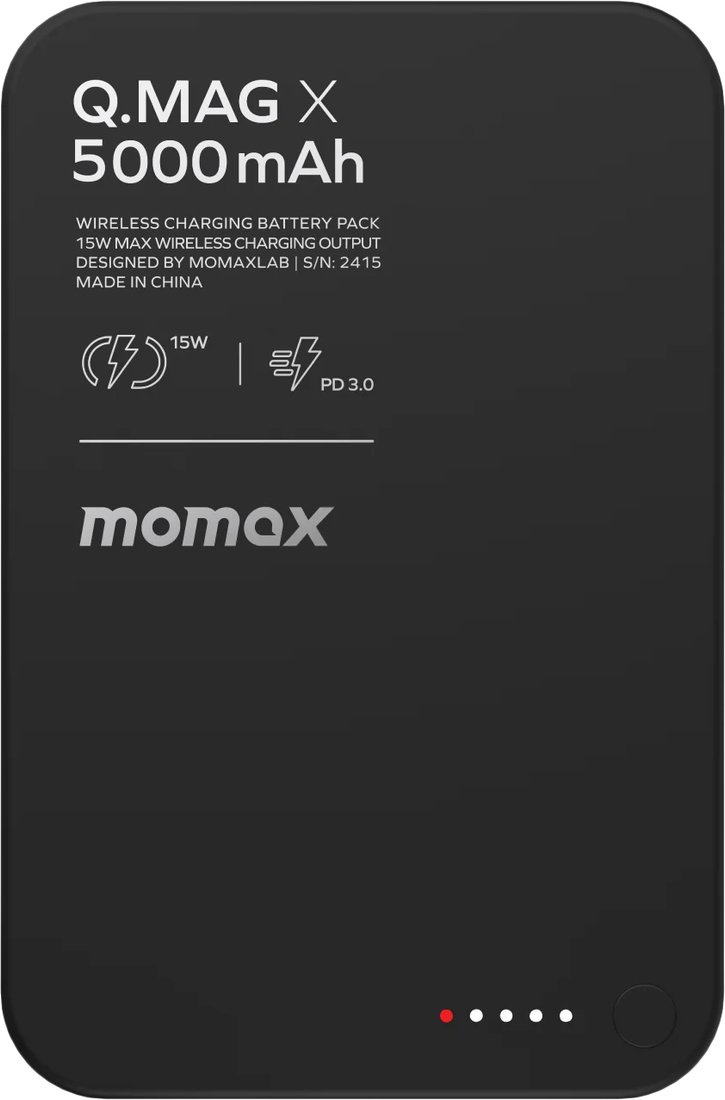

Внешний аккумулятор Momax Q.Mag X Magnetic IP116A 5000mAh (черный)