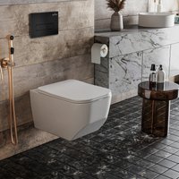 Унитаз подвесной Roxen Boro One Rimless 6 в 1 StounFix Dual Fresh 582388 (кнопка: черный матовый)