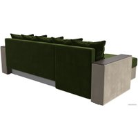 Угловой диван Лига диванов Дубай лайт левый (микровельвет зеленый/бежевый)