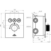 Душевая система  Rubineta Thermo-3F-Olo SQ 625040