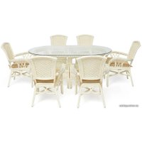 Обеденная группа TetChair Andrea Grand (белый/ткань рубчик/кремовый)