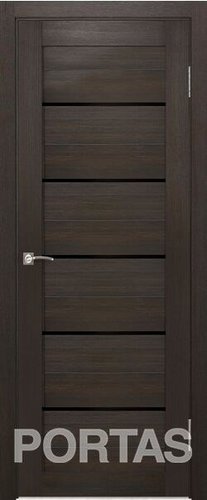 Portas S22 90x200 (орех шоколад, стекло lacobel черный лак)