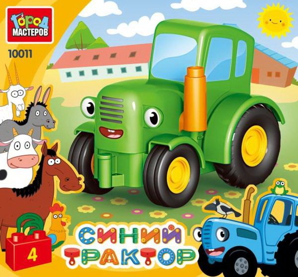 

Конструктор Город мастеров Большие кубики 10011-GK Зеленый трактор