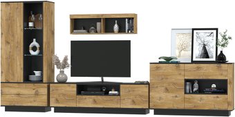 Горка Интерлиния Quartz-2 с подсветкой (дуб нокс/черный)